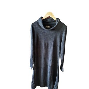 Twist xl Merino wool cowl neck‎ sweater dress. Black & gray pinstripe . NWOT.